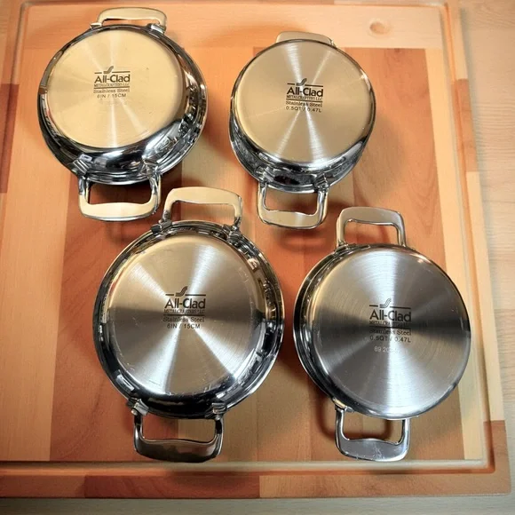 All-Clad NWOT Qty 4 Stainless Steel Gratin & Cocotte Mini Cookware Pans - Picture 3 of 10